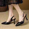 Black Women Slingback Sandals High Heel Small Big size 33 47