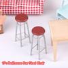 1Pcs Dollhouse Miniature Bar Stool Chair High Stool Doll House Mini Round Stool Pocket Stool Model Furniture Decor Kid Toy