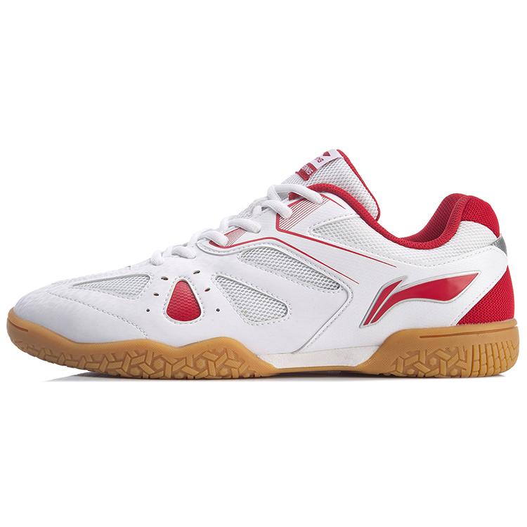New LINING Hawk-Eye Men's Table Tennis Shoes - White/Red APTP003-2