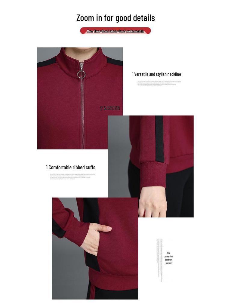 Women's Plus Size Loose-Fit Sportswear Set - New Spring/Autumn Style for Middle-Aged and Elderly (Three-Piece)