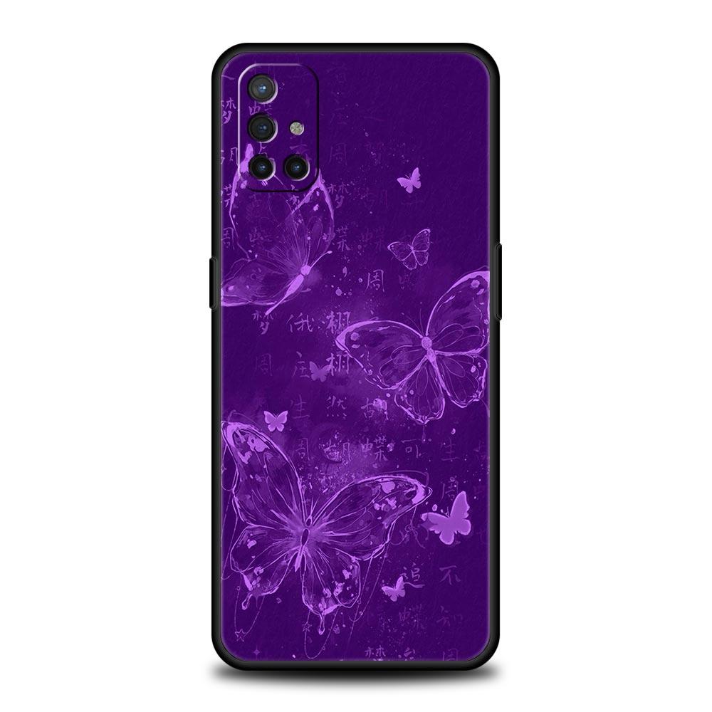 Phone Case For Oneplus 13R 13 12 10T 11 R10 Nord N100 N200 N10 9 9R CE 2 3 Z Pro Lite 5G Soft TPU Cover Art Purple Butterfly Bag