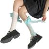 Womens Knee Length Sock Ribbon Bows Tie Stocking Hollows Lacy Bows Tie Long Fishnet Mesh Ballet Style Sock for Summer