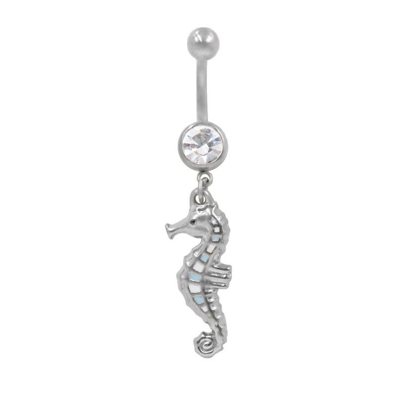 Gaibei Edelstahl Seepferdchen Bauchnabelpiercing mit buntem Diamanten - Modischer Piercing Schmuck