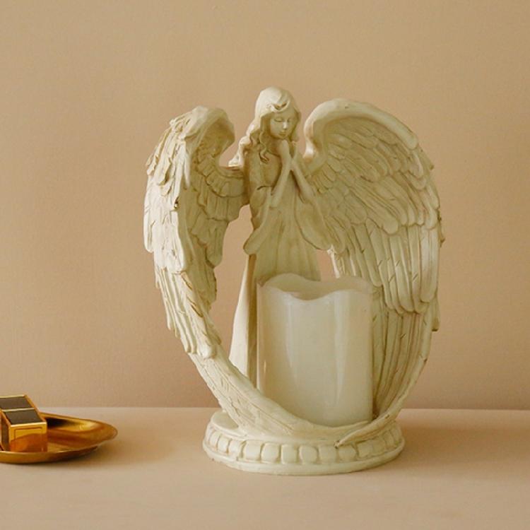 Magnifique Porte-Bougie Ange en Résine Support de Bougie Sans Flamme pour Créer un Environnement Chaleureux et Accueillant Maison
