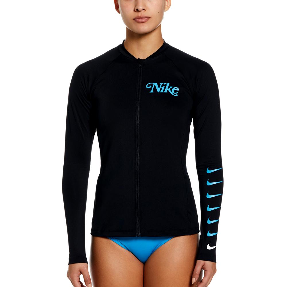 NIKE SWIM Women'S Rash Guard Legacy Full Zip Long Sleeve Hydro Guard Nessd356-001
