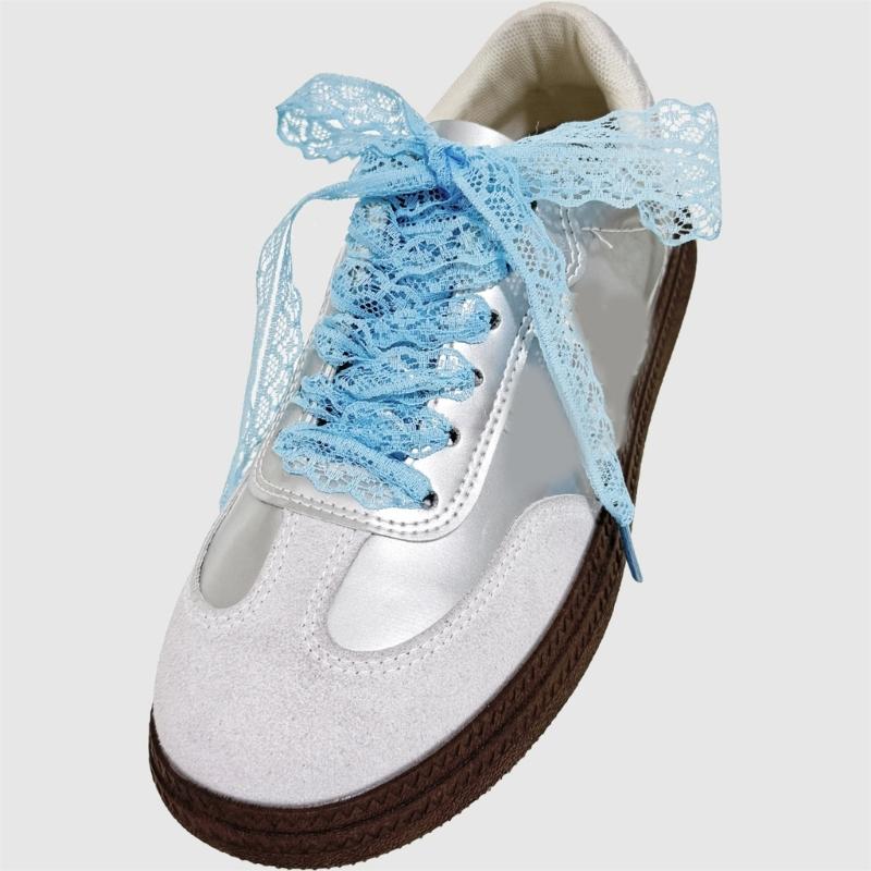 1 Paar Elegante Spitzen-Schnürsenkel für Damen und Mädchen Freizeitschuhe Sneaker 3 cm Breit Flache Schnürsenkel Ersatz