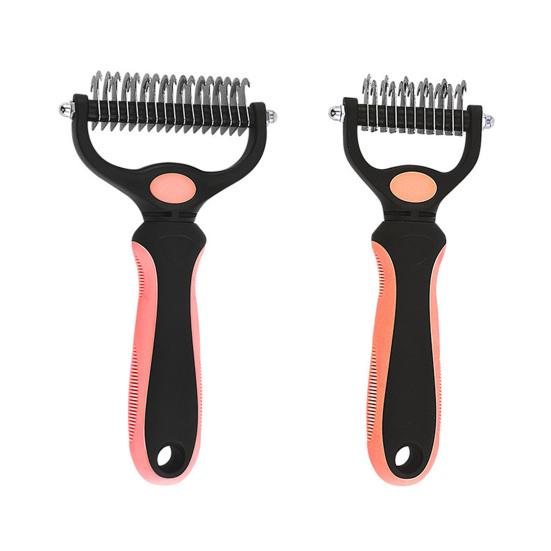 Pet Deshedding Brush Double-Sided Undercoat Rake for Dogs Cats Extra Wide Pet Shedding And Dematting Comb for Grooming