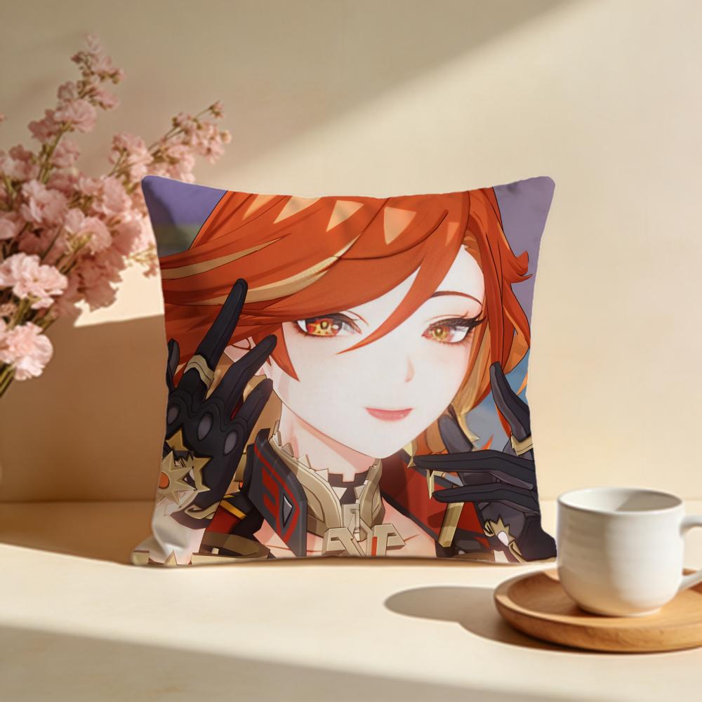 Trendy GGenshin Impact Mavuikaful Cushion Cover Stylish Washable Pillow Cover Ideal for Couch Bedroom Car Decoration