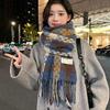 Autumn and Winter New Couples Versatile Scarf, High-grade Tassel Warm Thickened Student Scarf Atmosphere Plaid Scarf