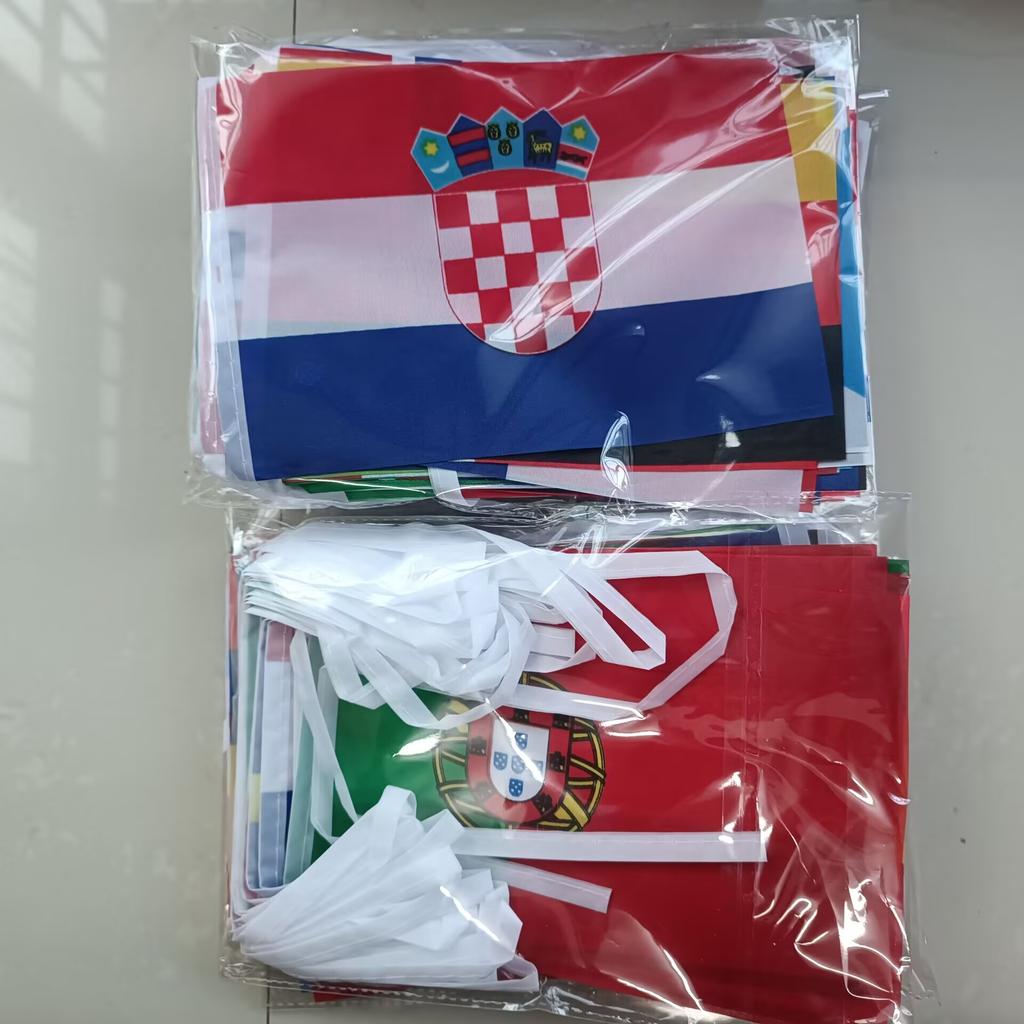 Aerlxemrbrae 2026 48ks 14x21cm vlajky zemí světa NOVÉ Vlajky zemí fotbalového poháru Vlaječková girlanda Národní vlajková šňůra Akce