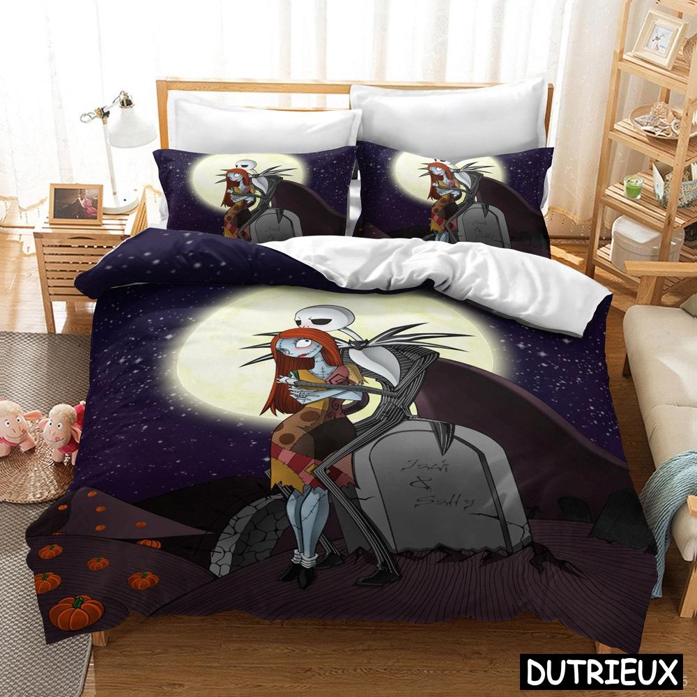 The Nightmare Before Christmas Duvet Cover Set 3D Cartoon Printed Bedding Set Queen King Size Comforter Cover Pillowcase Set