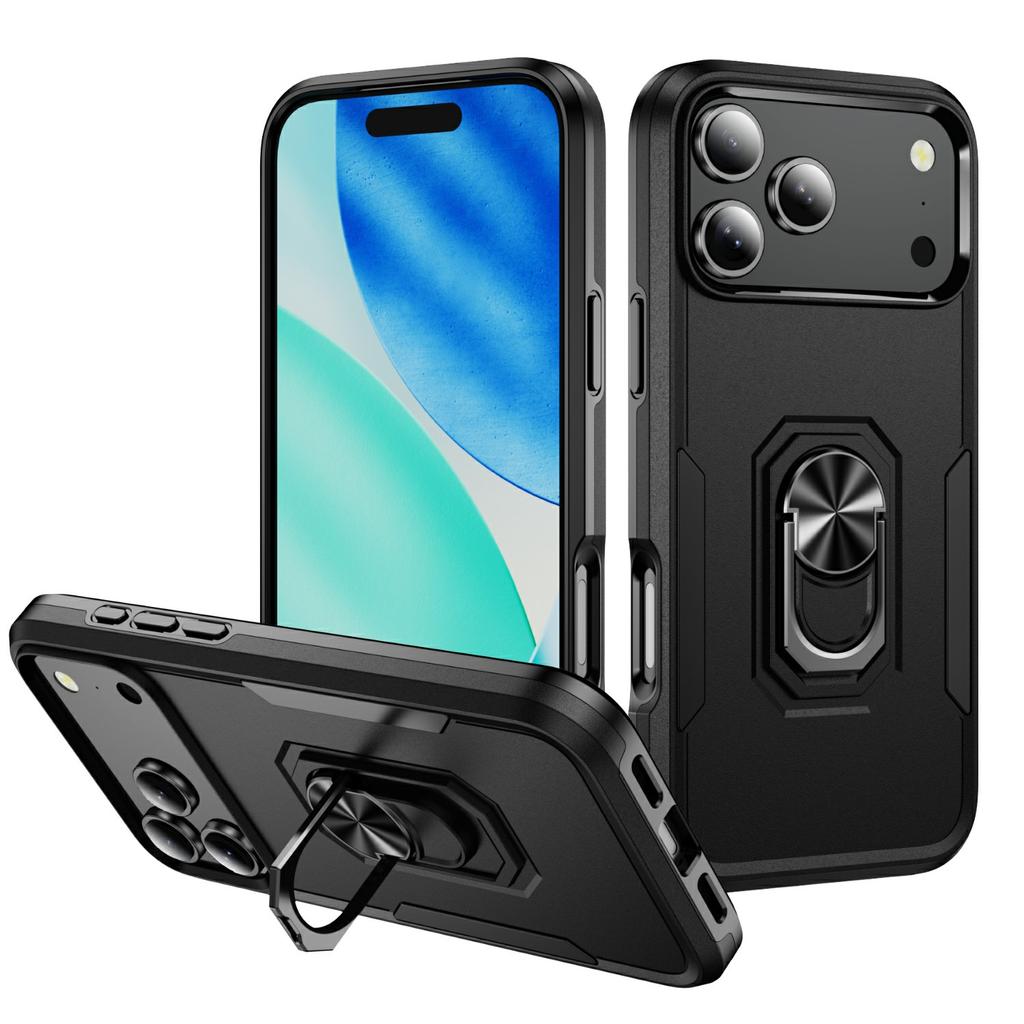 For iPhone 17 Pro Max Case Military Grade Ring Kickstand PC+TPU Phone Cover