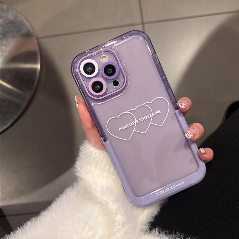 Ins fioletowe serce miłosne niewidoczny futerał z uchwytem do Iphone 14 13 11 12 Pro Max 14 Plus odporna na wstrząsy obudowa z uchwytem na stojak