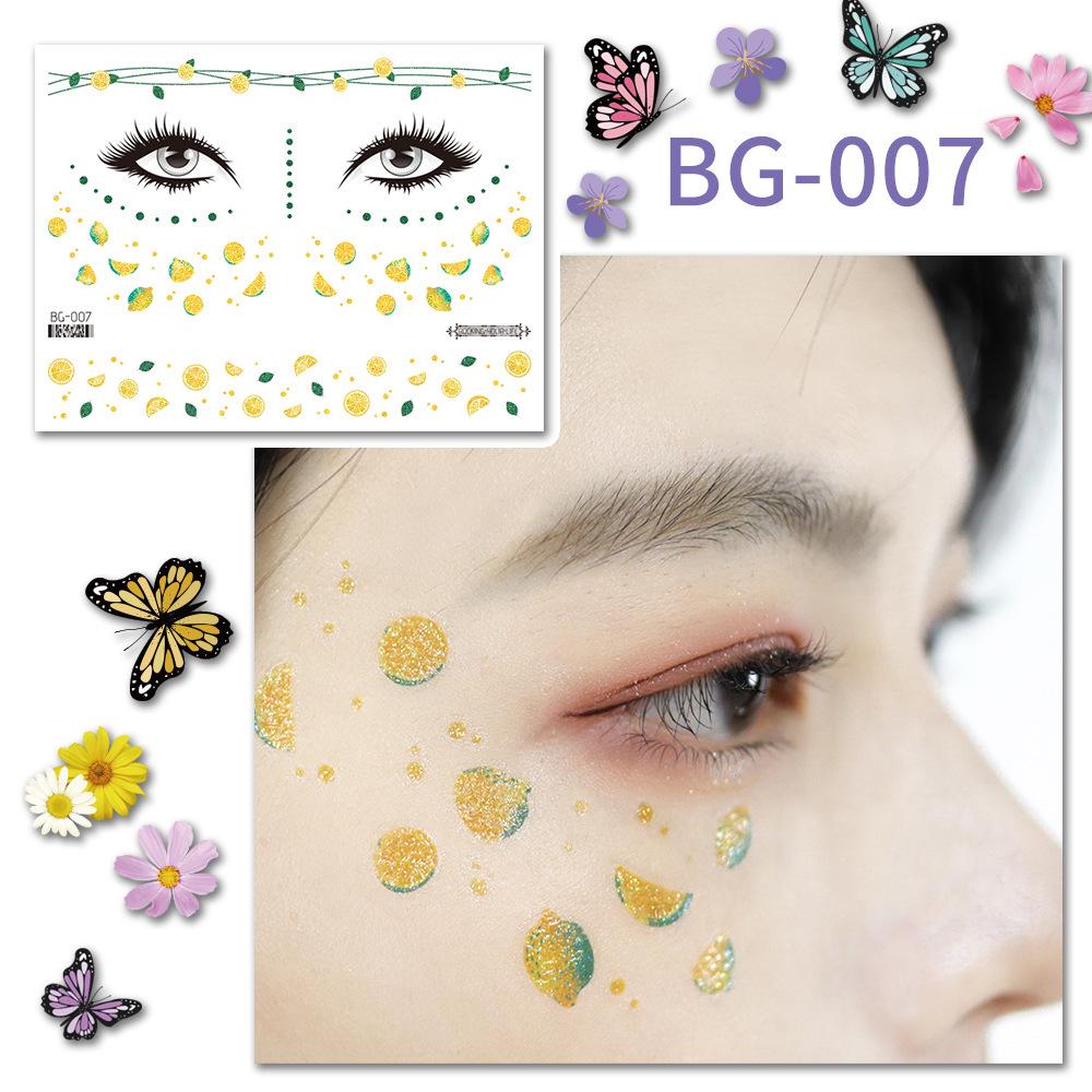 Waterproof Glitter Tattoo Stickers for Music Festival Face Makeup and Party Dance