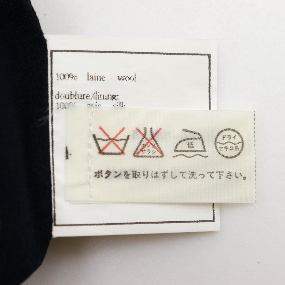 CHANEL COCO Mark Double Button skirt P07931V04916 97P vintage Navy blue wool Women Used