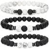 Volcanic Stone & Tiger Eye Lapis Agate Bracelet Set - Fashionable and Simple Style