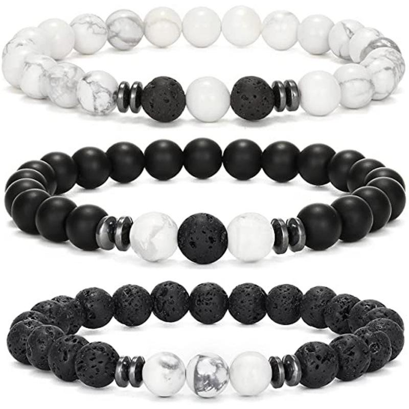 Volcanic Stone & Tiger Eye Lapis Agate Bracelet Set - Fashionable and Simple Style