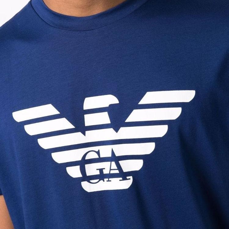 Emporio Armani Letter Print Crew Neck Straight Fit Short Sleeve T-Shirt Men tops Blue 8N1TN5-1JPZZ