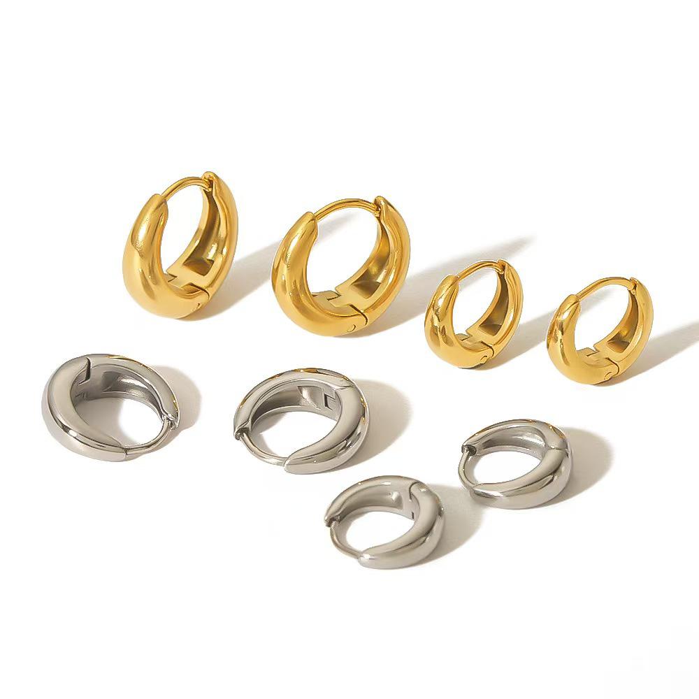 Gold-Plated Polished Brass Circle Fashion Earrings & Ear Cuff Set for Women