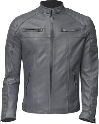 Veste Homme en Agneau Véritable Doux Fait Main Grise Élégante Cuir d'Agneau Véritable
