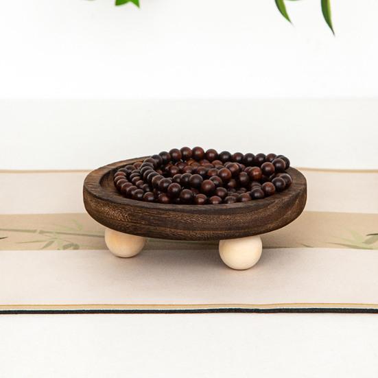 Wooden Riser Tray Multi-functional Round Oval Decorative Tray Pedestal Stand Bathroom Counter Jewelry Organizer Tray Decor