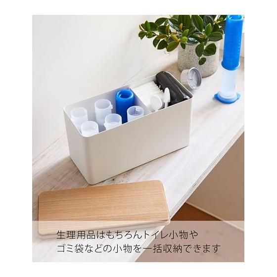 Yamazaki Jitsugyo Sanitary Storage Case Natural Approximately W23XD10.5XH14cm Rin Clean Around the Toilet Small Items Storage Multi Case 4808
