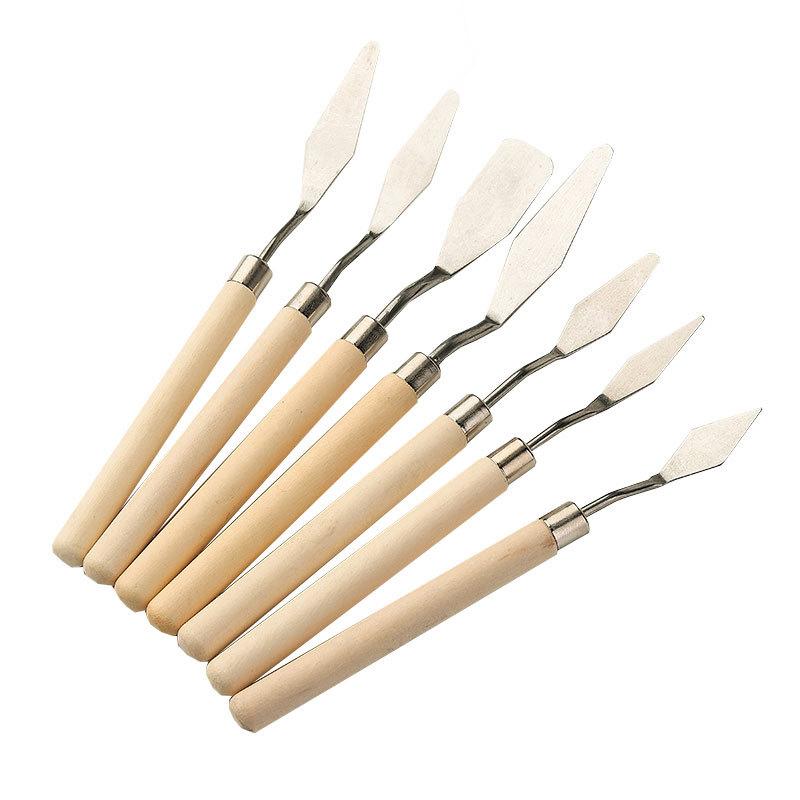 7Pcs/Set Stainless Steel Oil Painting Knives Artist Crafts Spatula Palette Knife Oil Painting Mixing Knife Scraper Art Tools