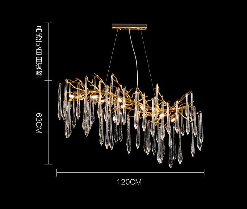 Nordic Luxury Chandelier With Colorful Crystal Branch Design Pendant Lamps Bedroom Restaurant Hotel Kitchen Decoration Lighting