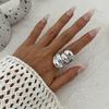 Anello Metallico Lucido Lava Liquida Vento Femminile, Set di Anelli con Superficie a Uovo Aperta Goccia d'Acqua Texturizzata