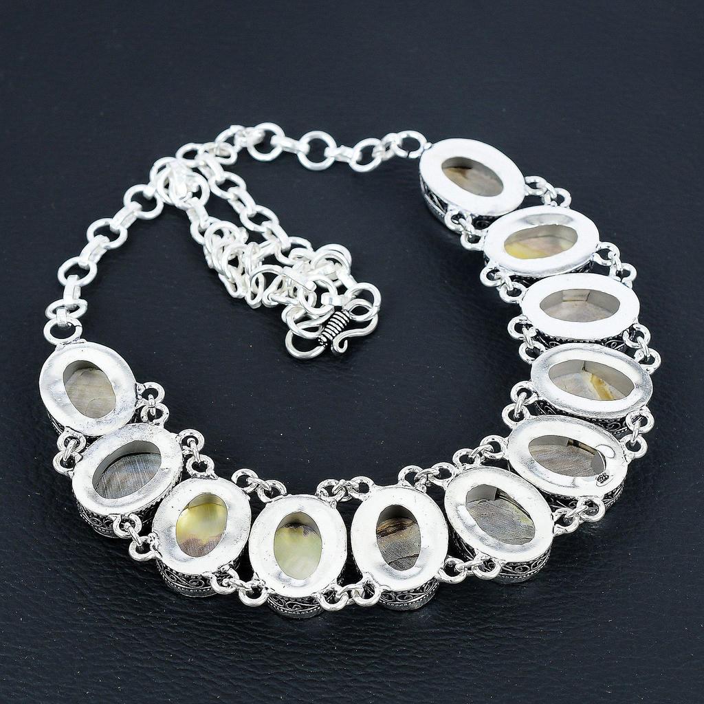 Natural Mother Of Pearl Gemstone Handmade 925 Sterling Silver Jewelry Neclace Bracelet Set, Antique Jewelry Set, Birthday Gift For Wife