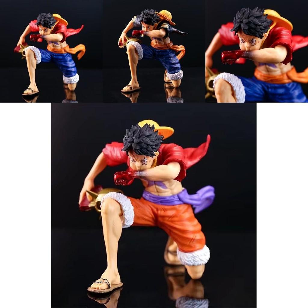Impressive Pvc Anime Figure Of Luffy In Kneeling Pose With Three Eye-catching Colors