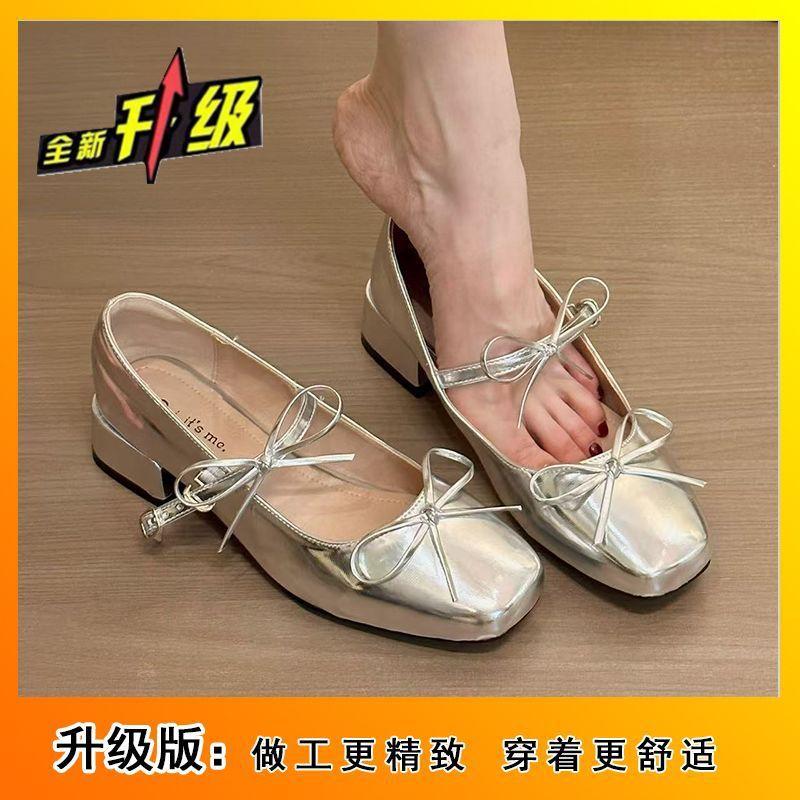 

Ретро фея с юбкой Мэри Джейн маленькие кожаные туфли 2025 весна и лето новые французские толстые высокие каблуки туфли-лодочки женщины 40