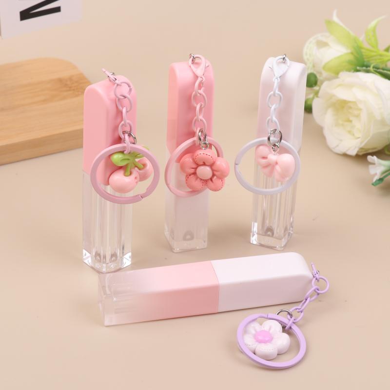 Lippengloss-Flasche mit Schlüsselanhänger, Farbverlauf, Leere Lippenstift-Gloss-Hülse, Nachfüllbarer Flüssigkeitsbehälter, Flasche, Lippenstift-Probenflasche