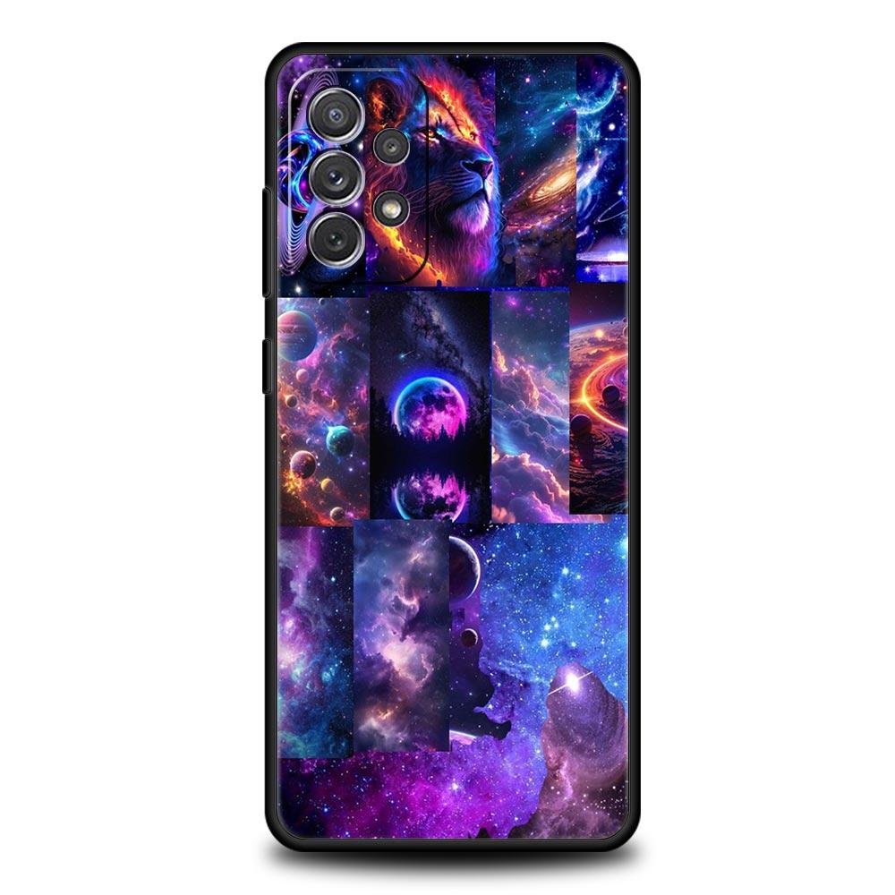 Universe Starry Sky Moon Phone Case for Samsung Galaxy A55 A35 A17 A07 A15 A13 A25 A51 A71 A72 A73 A32 A52 A52S A41 5G Soft TPU
