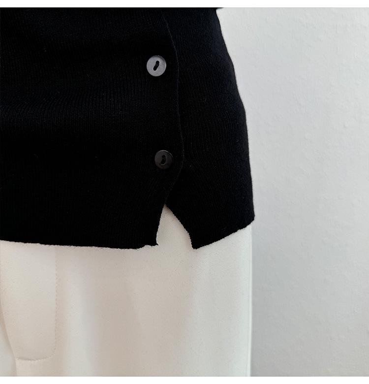 Korean Style High Neck Asymmetrical Long Sleeve Knitwear - Autumn Women's Slimming Sweater Top