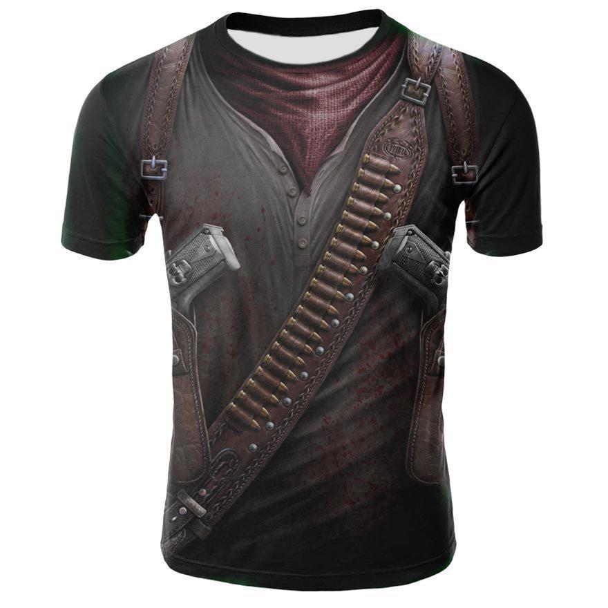 Funny   denim T shirt Men Skeleton tshirt Punk Rock Tshirt leather jacket T-shirts 3d Print T-shirt Vintage Men Clothing
