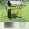 Gas Grill 8500BTU Grill Cart Incl. 6 Stainless Steel Burners, Thermometer, Pressure Regulator, 143 X 55 X 110 Cm, Silver