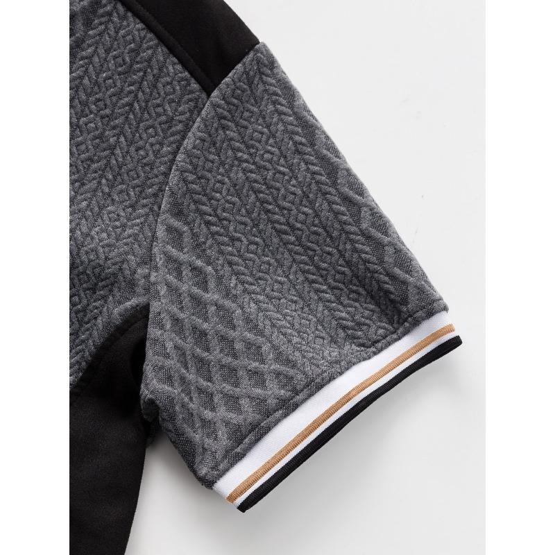 Men's Jacquard Short Sleeve Casual T-Shirt.
