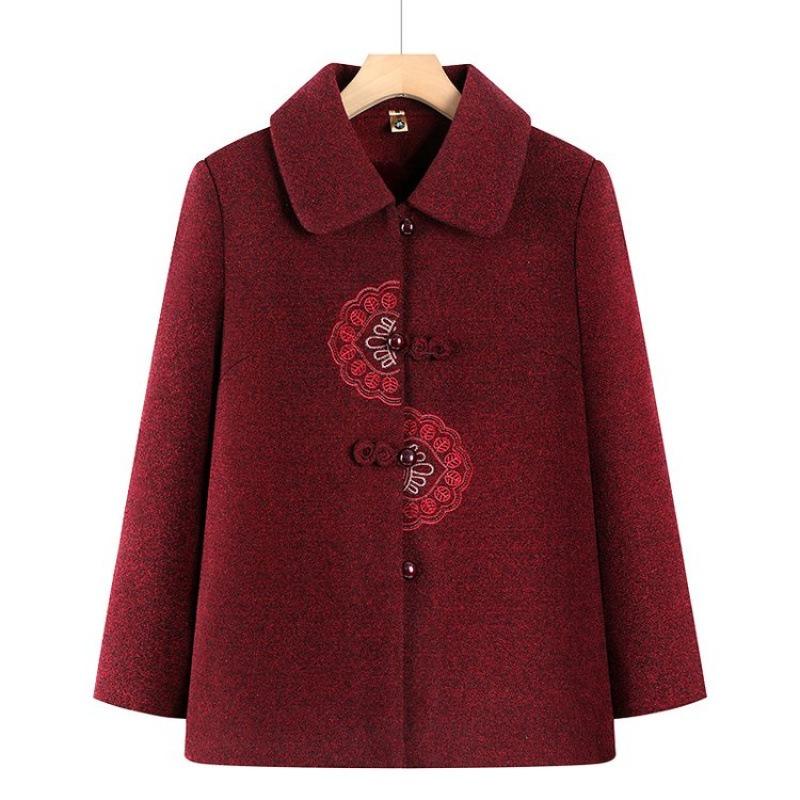 New Autumn and Winter Woolen Jacket with Fleece To Keep Warm, Old Lady Winter Top Thickened