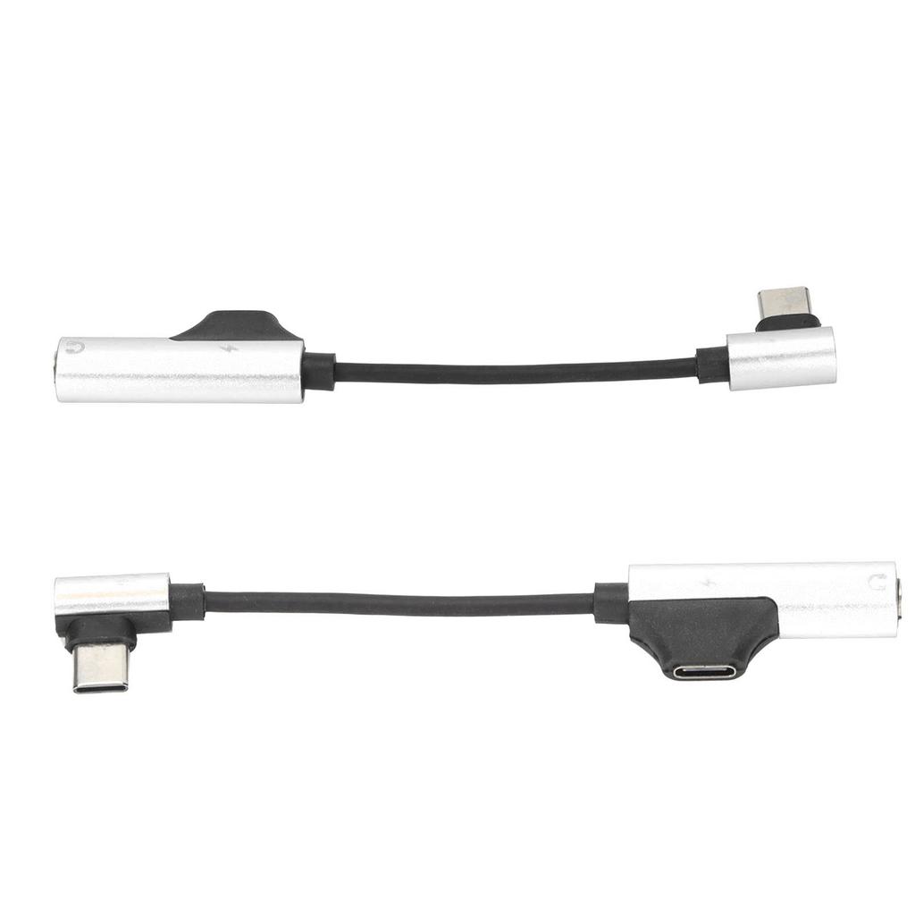 2Pcs Type C To 3.5mm Headphone Adapter Cable 2 In 1 Functional Bendable Headphone Adapter for Type C Phone Tablet PC