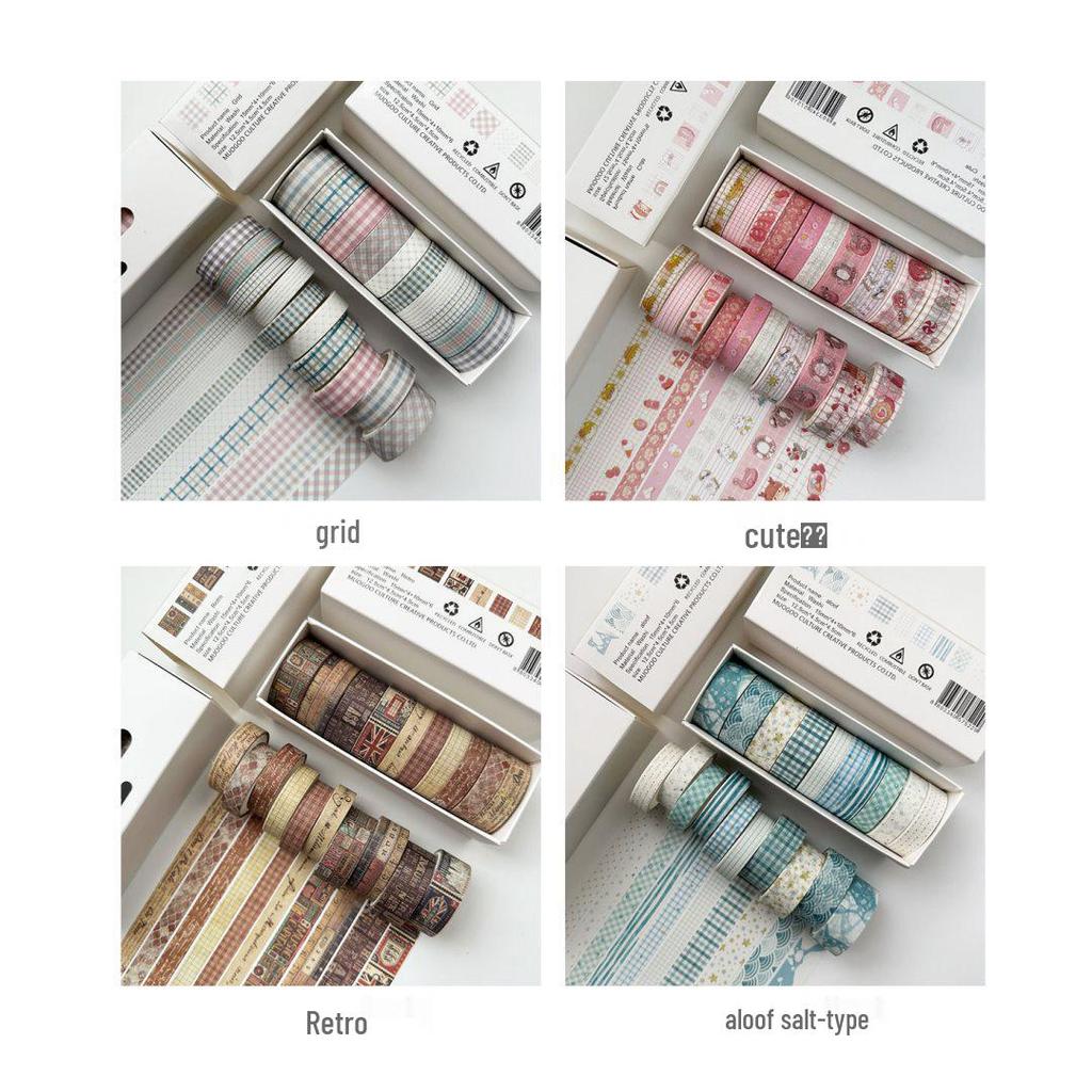 20-Roll Retro Washi Tape Set for Journals and DIY Crafts, Divider Line, Colorful Stickers