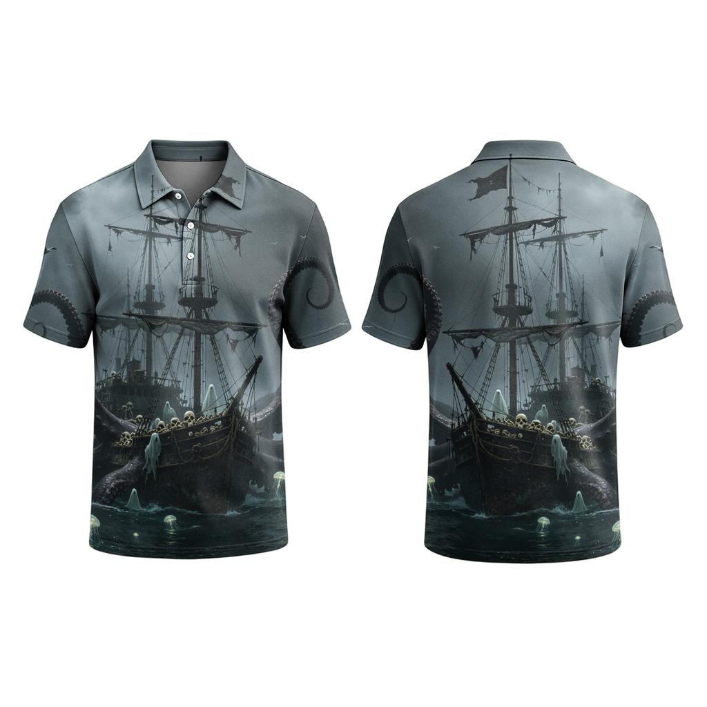 Men's Halloween Printed Short Sleeve Shirt for Party and Daily Wear
