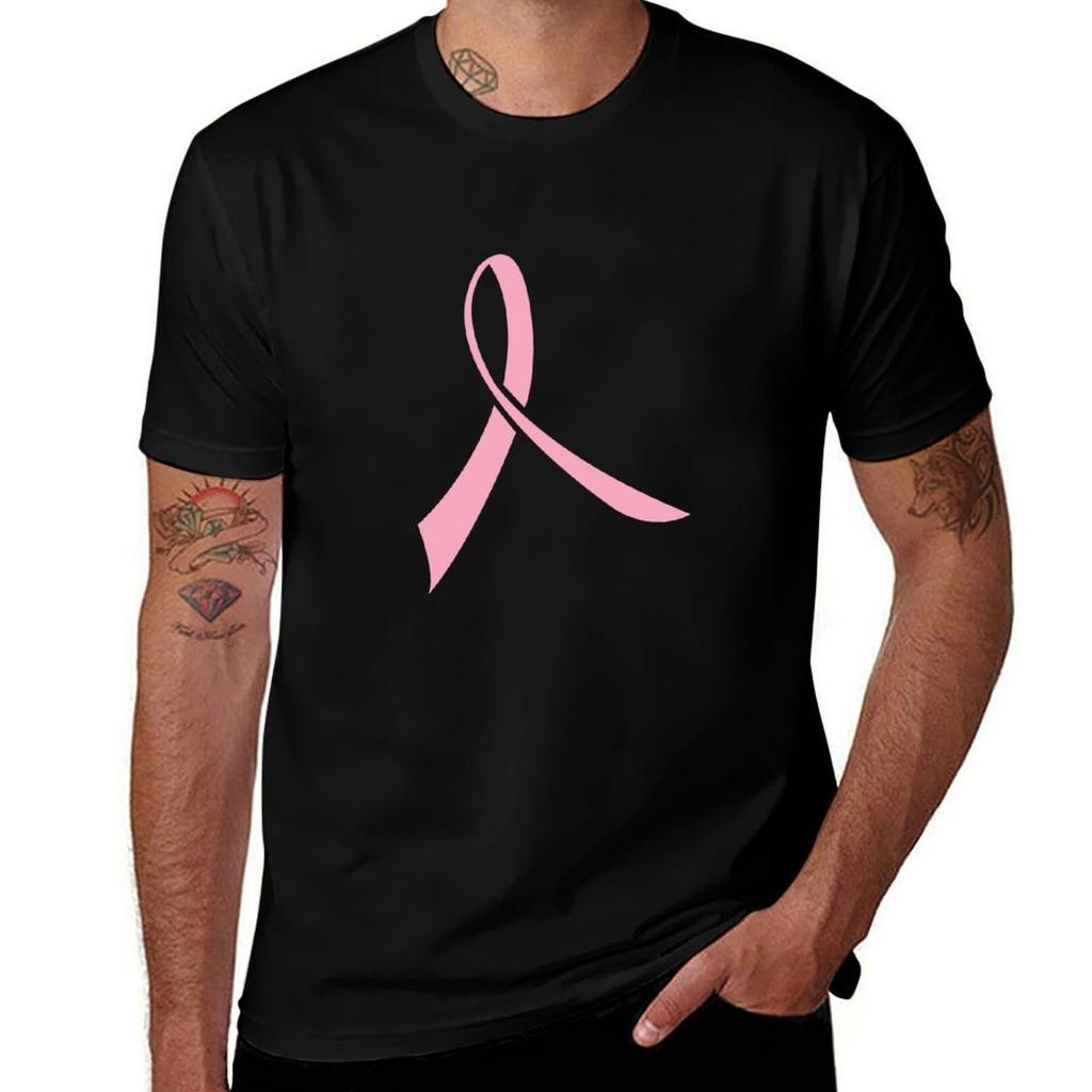 Simple Pink Ribbon Tshirt Basic Solid Color Short Sleeve Tshirt