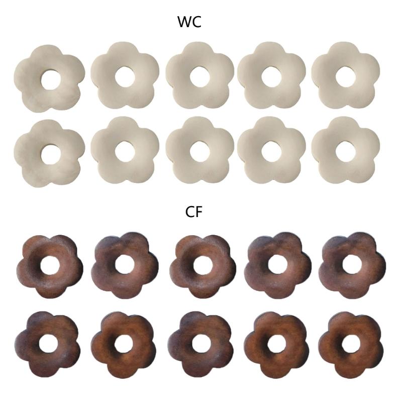 10 Pcs Wooden Flower-Shaped Spacer Beads Blanks Flower Earring Findings Charm for DIY Necklace Earrings Jewelry Making
