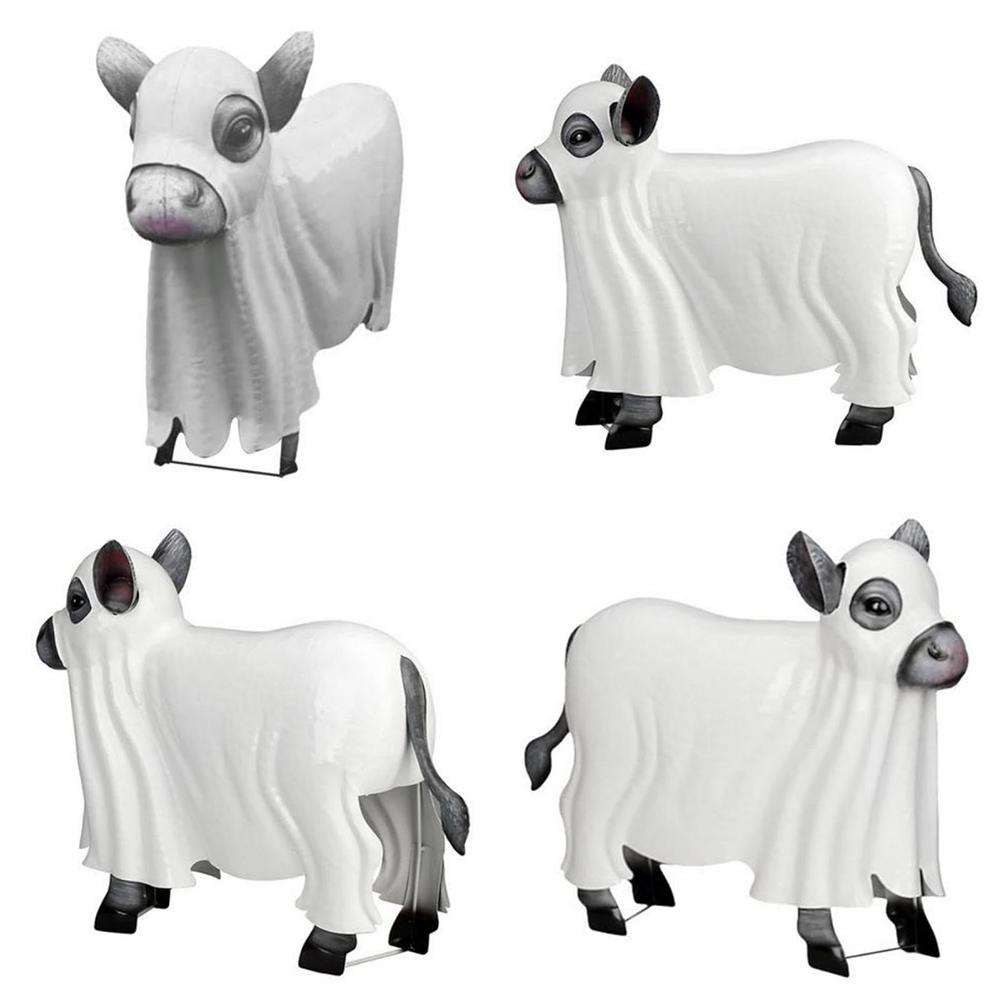 Halloween Strašidelná Figurka Ducha Krávy Pryskyřice Stolní Model Ducha Telátka Ručně Vyráběné Hororové Rekvizity Ducha Krávy pro Vnitřní Venkovní Zahradu