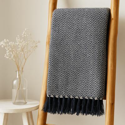 Throw Blanket Navy Zigzag 125x150cm
