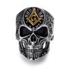 Jewelry European and American Men's Electroplating Ring Domineering Punk Skull Ring Masonic Elements