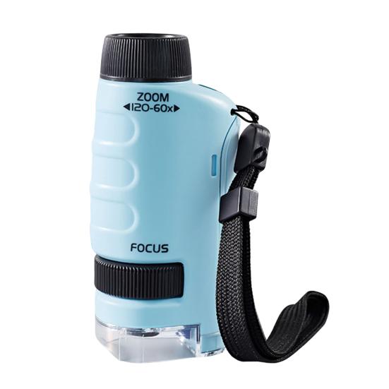 

Студентський мікроскоп Yousheng 60-120X Захищає зір Практична здатність Спостерігати за природою Регульоване фокусування Міні-кишеньковий мікроскоп Іграшка Щоденне використання синій