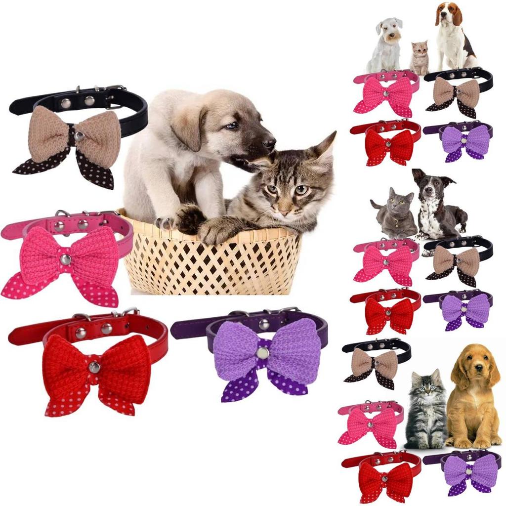 Stylish Bowtie Pet Collar In Vibrant Colors For Cats And Dogs With Adjustable Size