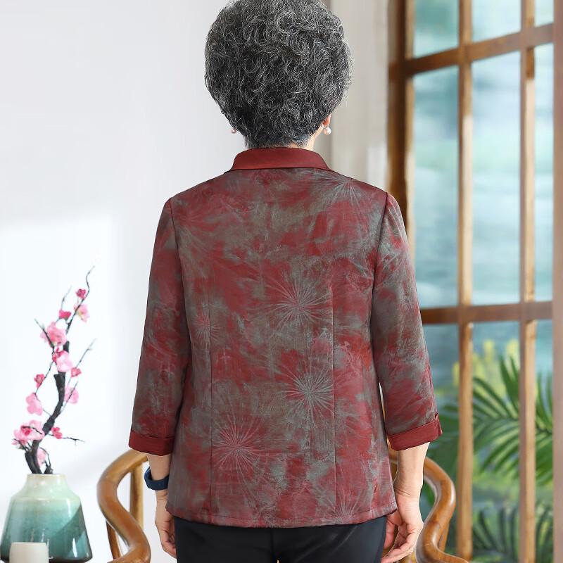 Elderly Women's Spring/Summer Floral Blouse